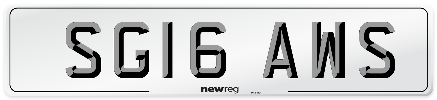 SG16 AWS Number Plate from New Reg
